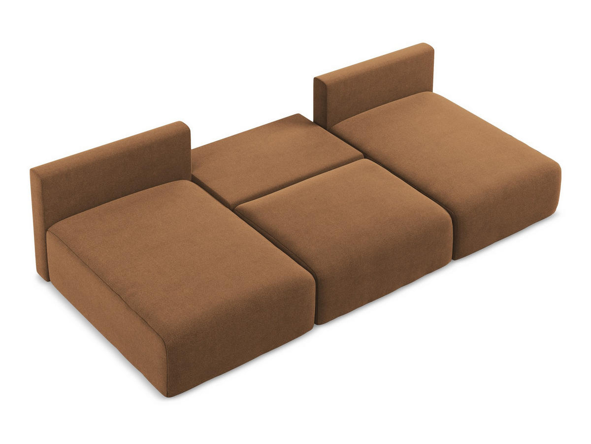 WOHNLANDSCHAFT Strukturstoff Stoff Orange - Beige/Terra cotta, Kunststoff/Textil (304/79/149cm) - Makamii