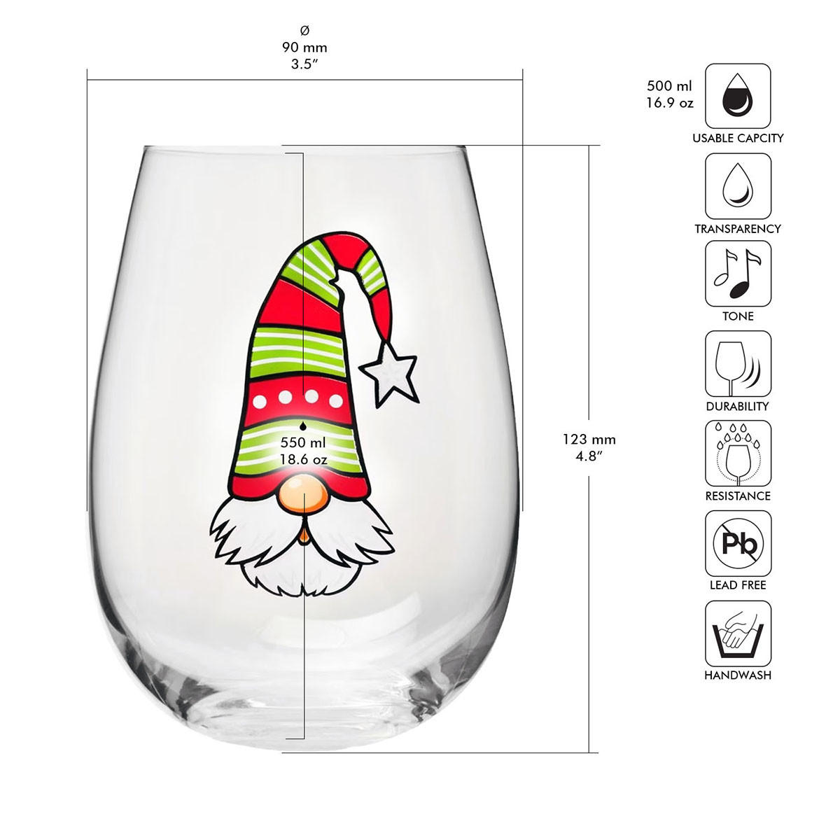 WEIHNACHTSGLÄSER GOD JUL, 3ER-SET, 550 ML - Transparent, Glas (0.55L) - Krosno Glass