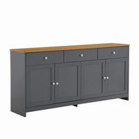 SIDEBOARD im Landhausstil aus MDF mit Holzplatte, 3 Schubladen und 4 Türen, 160/37/75 cm, grauschwarz und holzfarben - Grau, Holzwerkstoff (160/75/37cm) - Redom