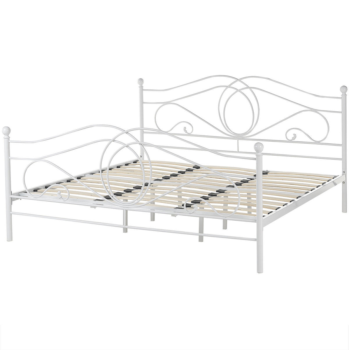 METALLBETT 180/200cm Weiß Lyra - Weiß, Metall (180/200cm) - Beliani