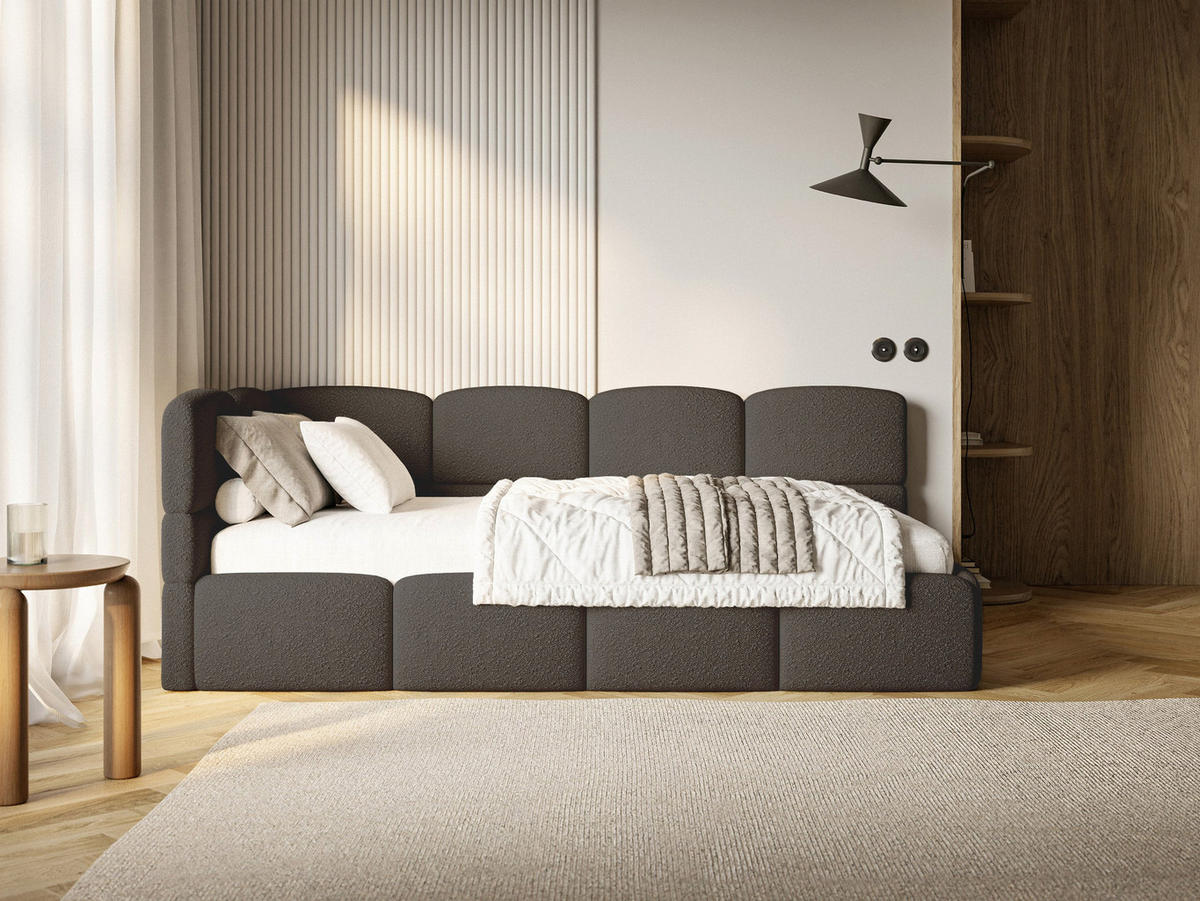 JUGENDBETT Cloudy Braun 120 cm, Bouclé - Schwarz/Braun, Kunststoff/Textil (120/200cm) - Selsey