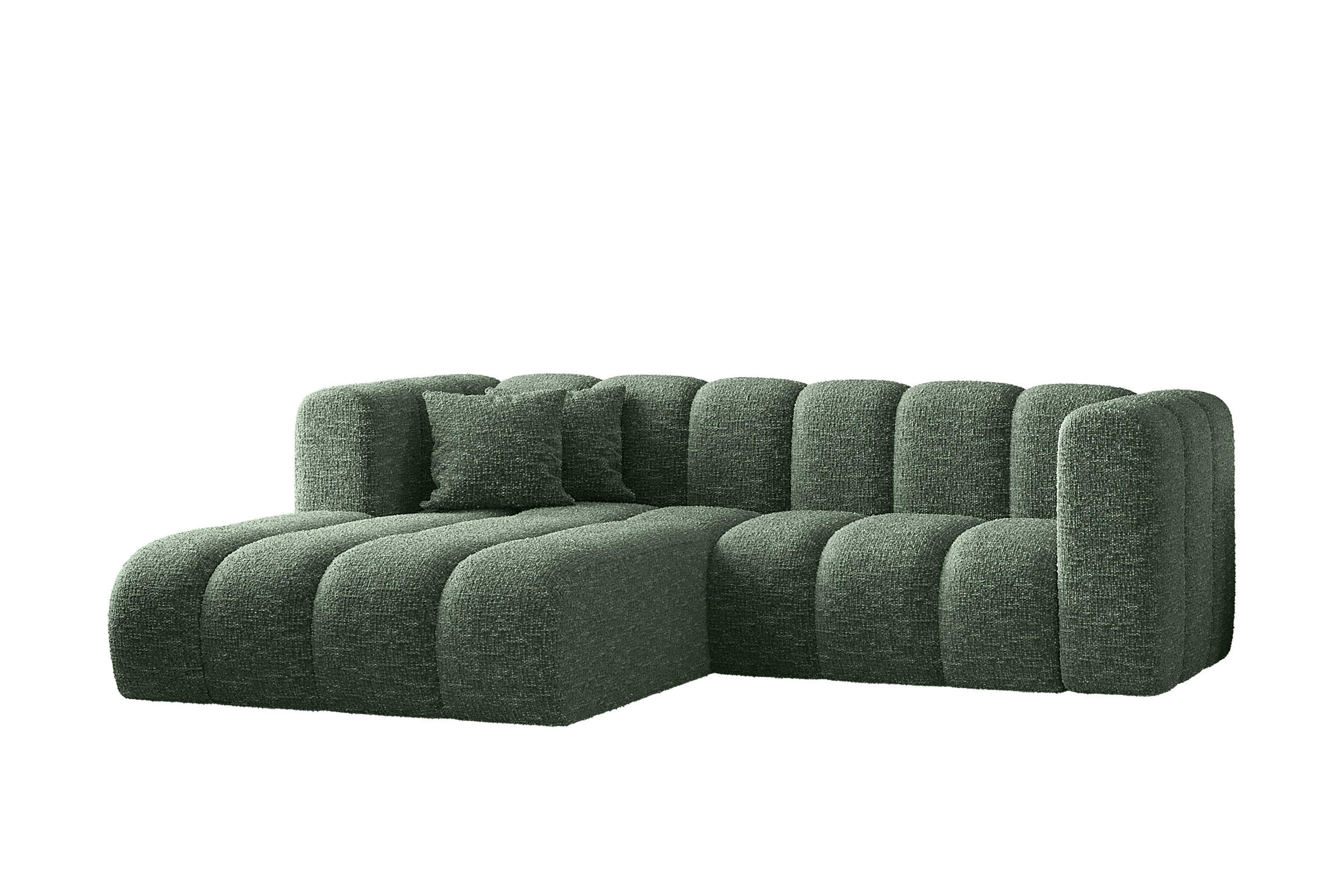 ECKSOFA L-form Sofa Grand modular stoff Haga Grün Links - Grün, Holz (179/227cm) - Kaiser Möbel