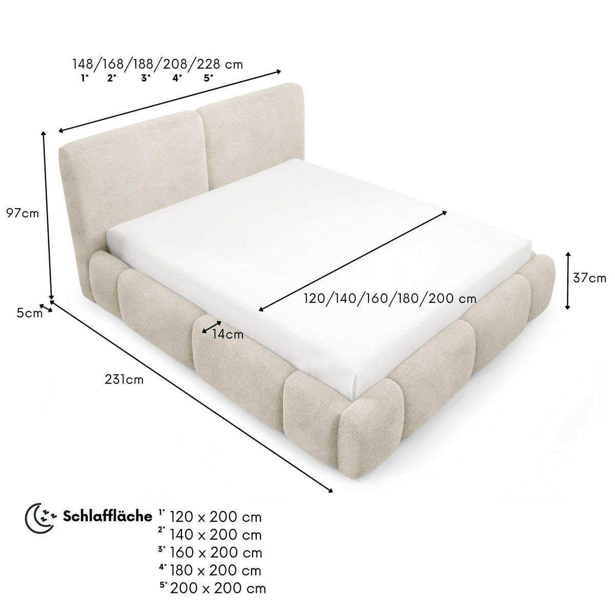 POLSTERBETT ARDELLO mit Beinen mit Bettkasten,Bett 160x200,Doppelbett,Lattenrost,Boxspringbett-Optik,ohne Matratze,Schlafzimmer-Grau - Schwarz, Holz (180/200cm) - Furnistar