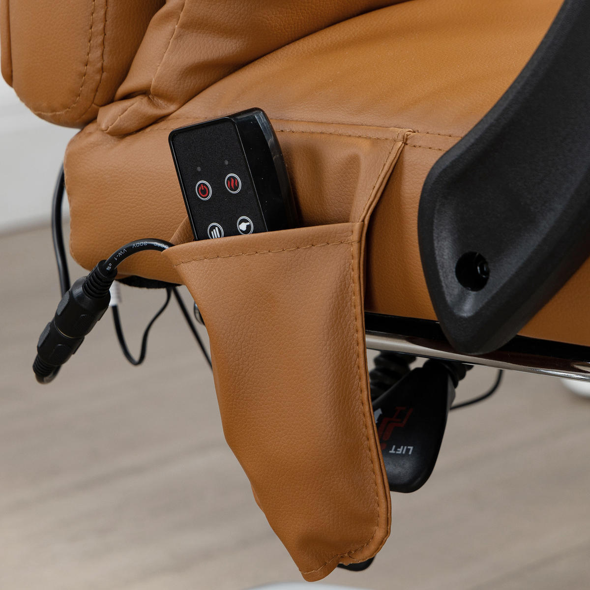 BÜROSTUHL mit Massagefunktion, Ergonomisch Schreibtischstuhl mit Liegefunktion - Braun, Leder (67/122/66cm) - Vinsetto
