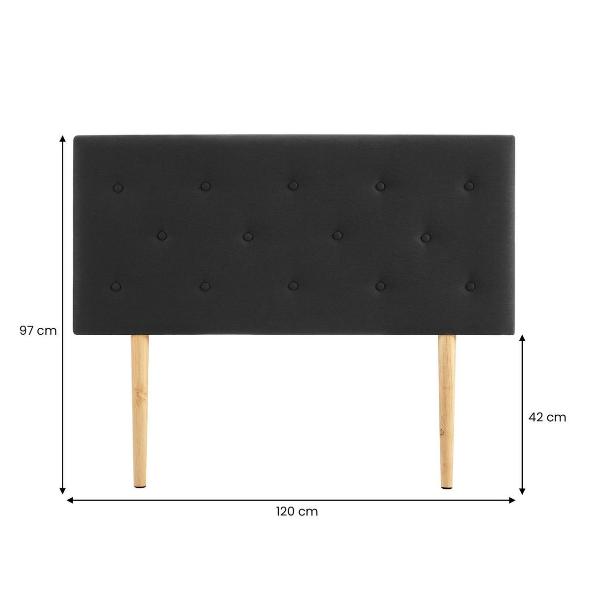 KOPFTEIL GAREK 120X190 CM - Schwarz, Textil (120/97/7cm) - IDIMEX