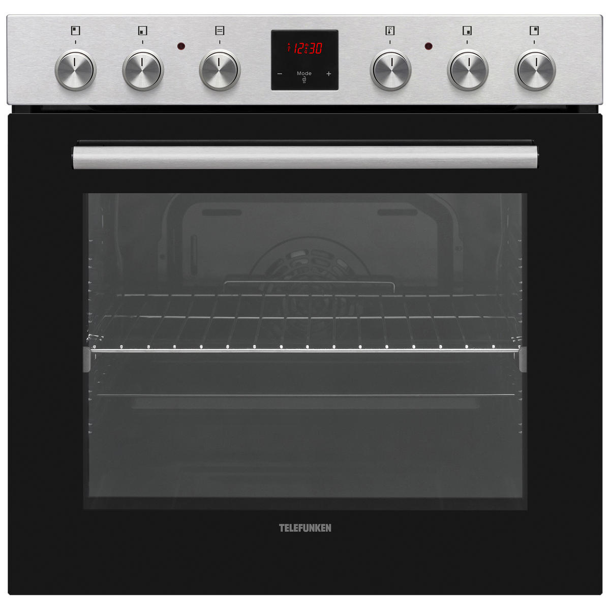 EINBAUHERD-SET, Backofen mit Ober-Unterhitze und Umluft, Glaskeramik-Kochfeld mit 4 Zonen, Teleskopauszug, 78 Liter, 60 cm, B-HS-75-C-I - Edelstahlfarben, Keramik/Metall (59.5/59.5/57cm) - Telefunken