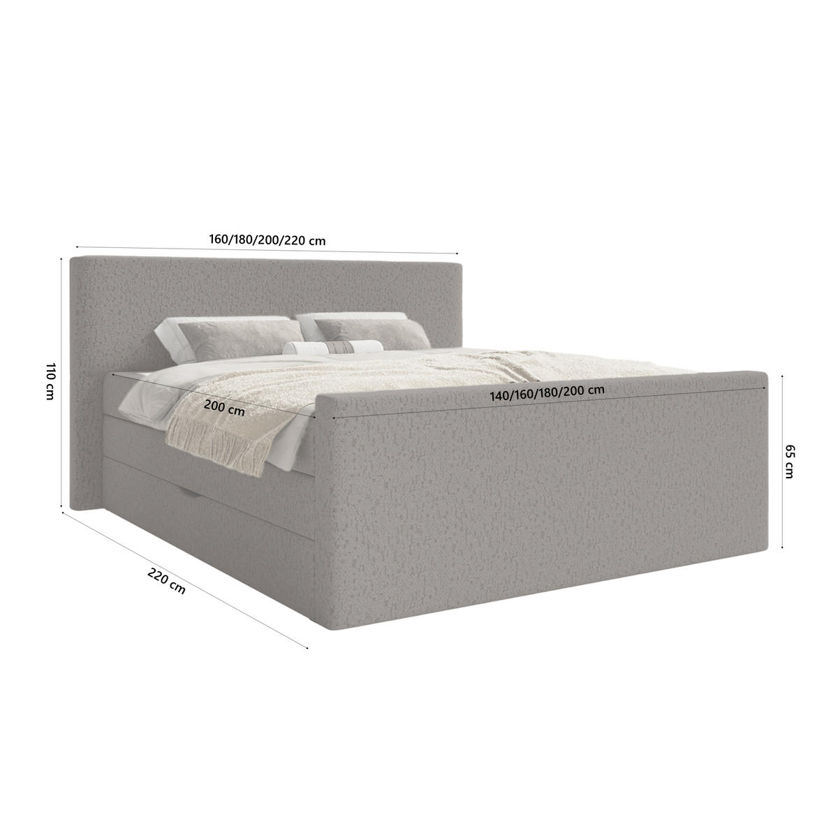 BOXSPRINGBETT Velipoja Premium 140x200 cm, Braun - Braun, Textil (140/200cm) - Fedve