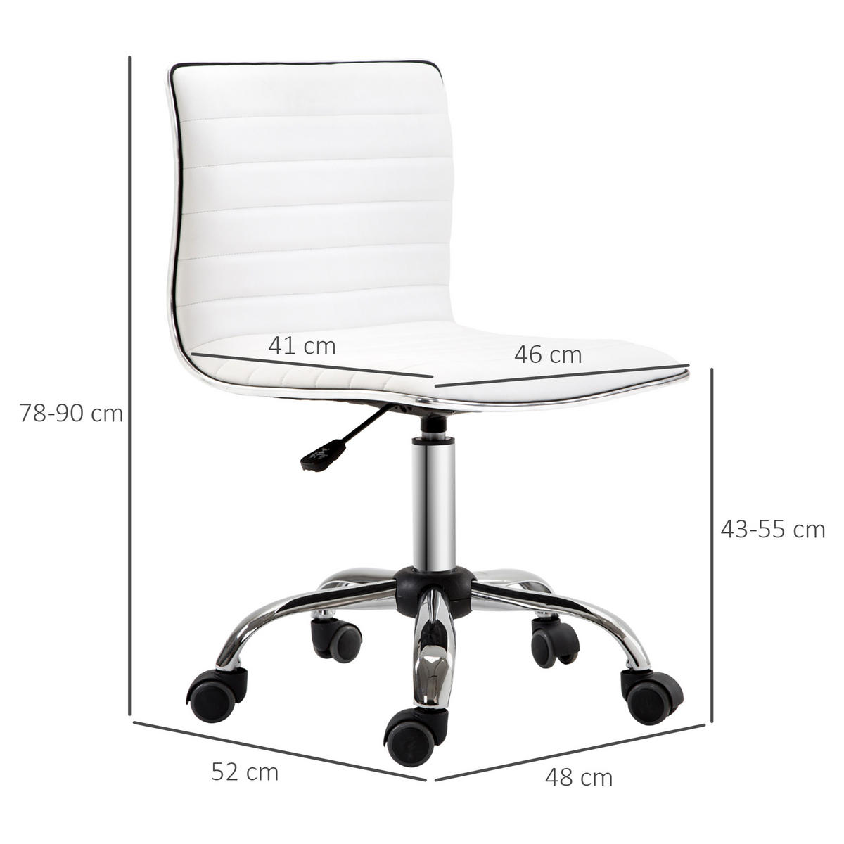 FRISEURSTUHL, Drehstuhl, Stahl PU, Weiß - Weiß, Metall (48/90/52cm) - HOMCOM