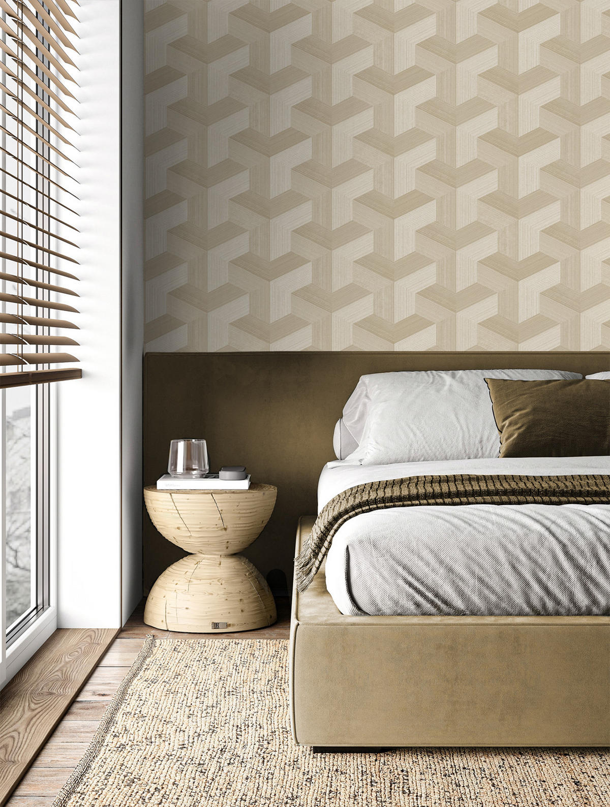 TAPETE 3D-Muster 53 cm x 10.05 m - Beige, Papier (53/1000cm) - Origin Wallcoverings