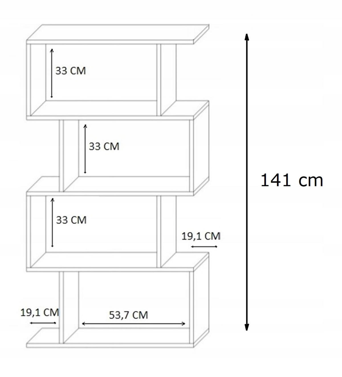 BÜCHEREGAL BASK 4 Weiß 76,4/28/141 cm - Weiß, Holzwerkstoff (76.4/141/28cm) - Matkam Möbel