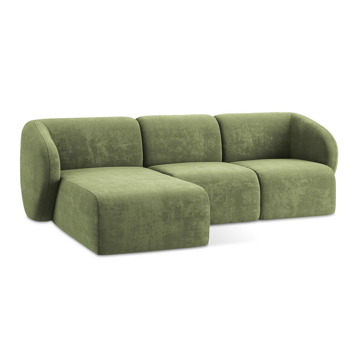 ECKSOFA Links Chenille Stoff Grün - Schwarz/Grün, Holzwerkstoff/Kunststoff (248/166cm) - LaMiaSofa
