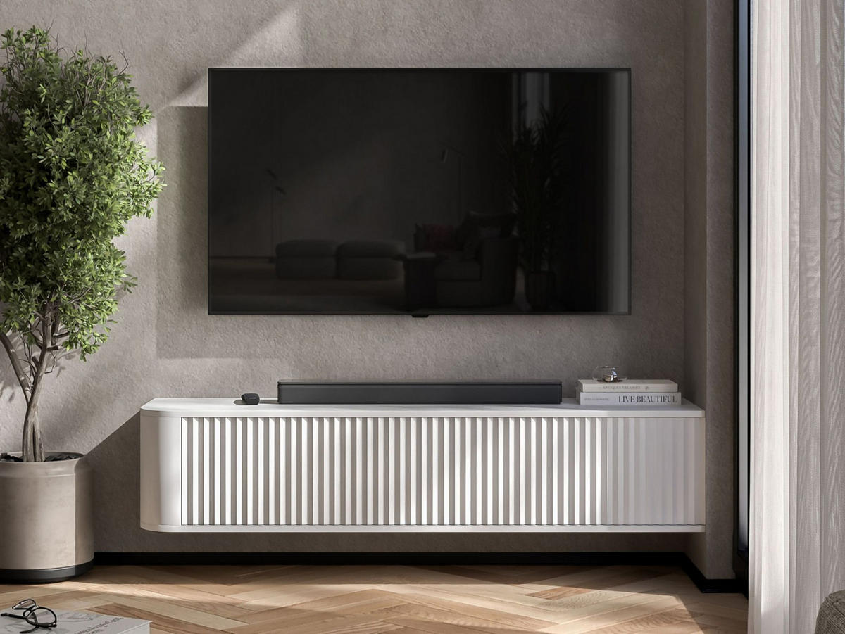 TV komoda Aurora matná biela 140 cm - biela, kompozitné drevo (140/30/35cm) - Meble Lindner