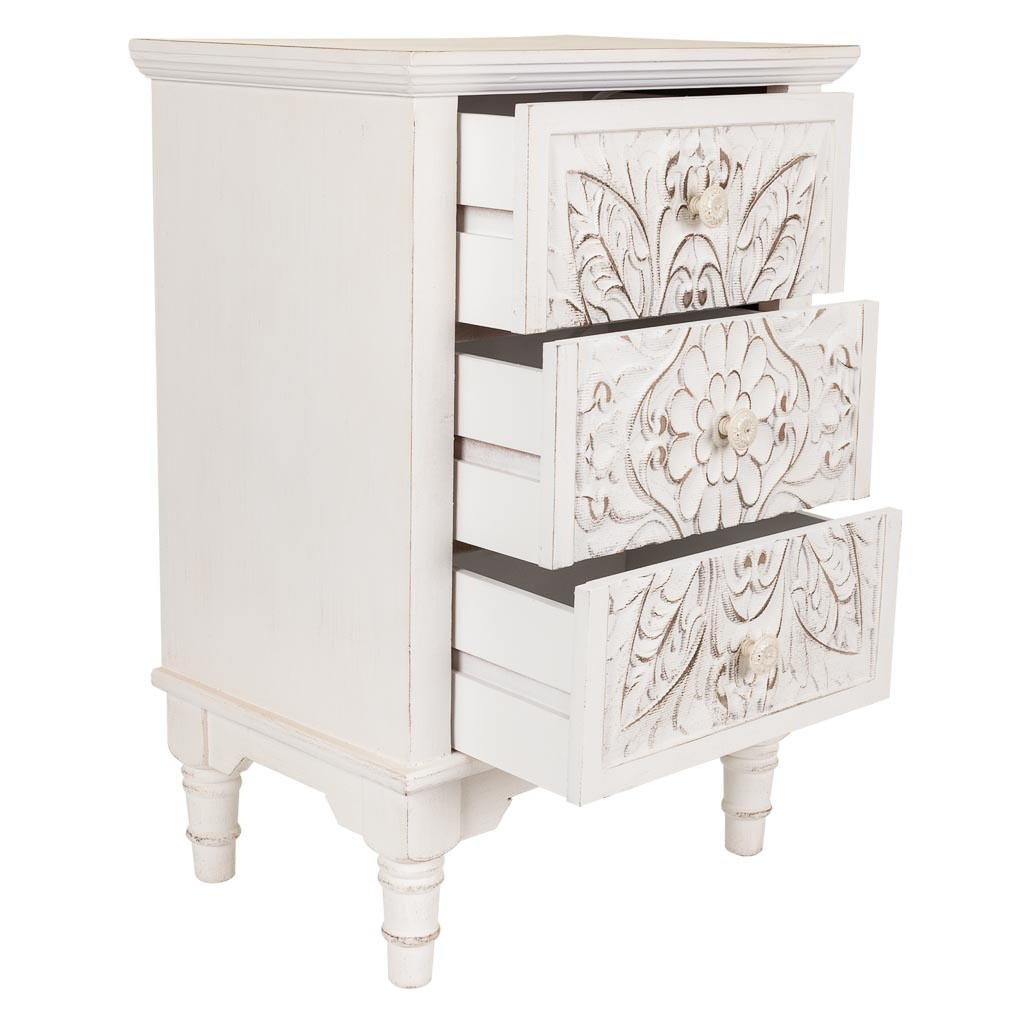 Thumbnail - Wanderlust Nachttisch, Weiß, Holz, 46x67x32.5 cm, Schlafzimmer, Nachttische