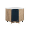 ECKUNTERSCHRANK Fame-Line Dunkelblau Hochglanz 80.5 cm, AP Marmor - Eiche Wotan/Dunkelblau, Holzwerkstoff (80.5/82/60cm) - Vicco