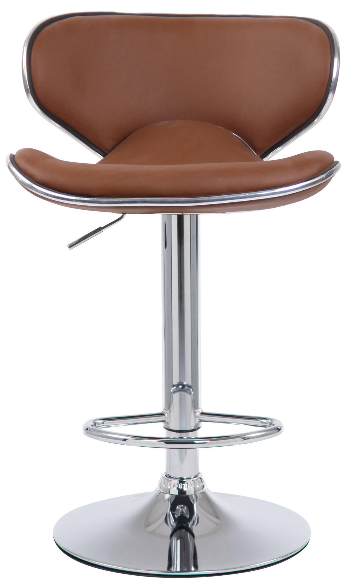 BARHOCKER 2er Set Lederlook hellbraun - Hellbraun/Chromfarben, Textil/Metall (46/88/49cm) - CLP