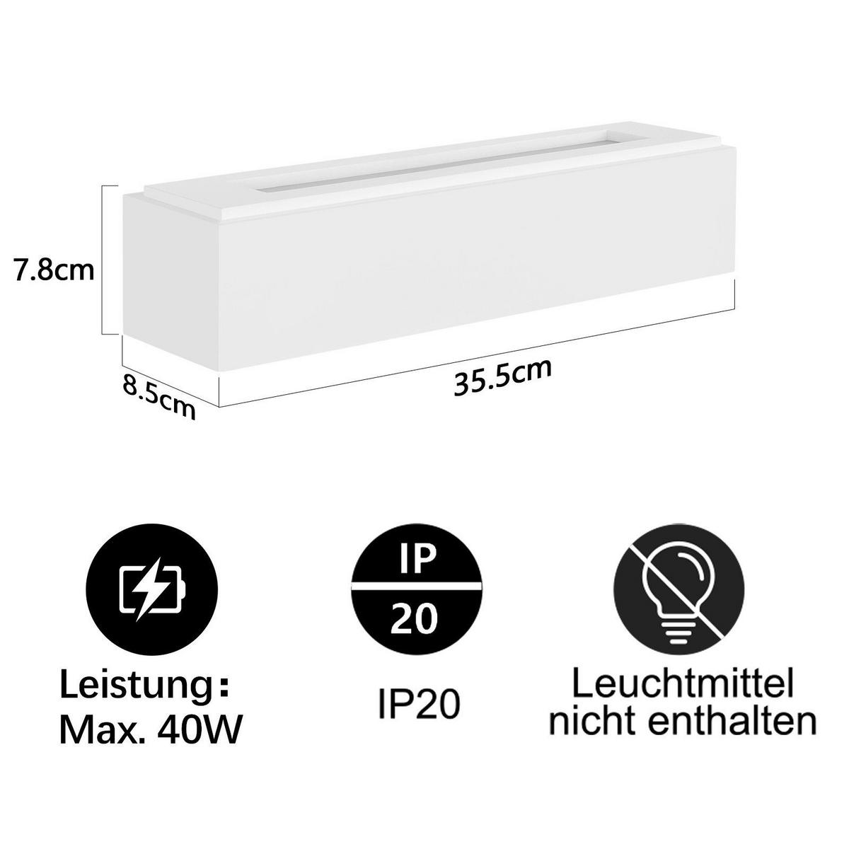 LED - WANDLEUCHTE Seemoran 7.5/8.5/35.5 cm - Weiß, Metall (7.5/8.5/35.5cm) - ZMH