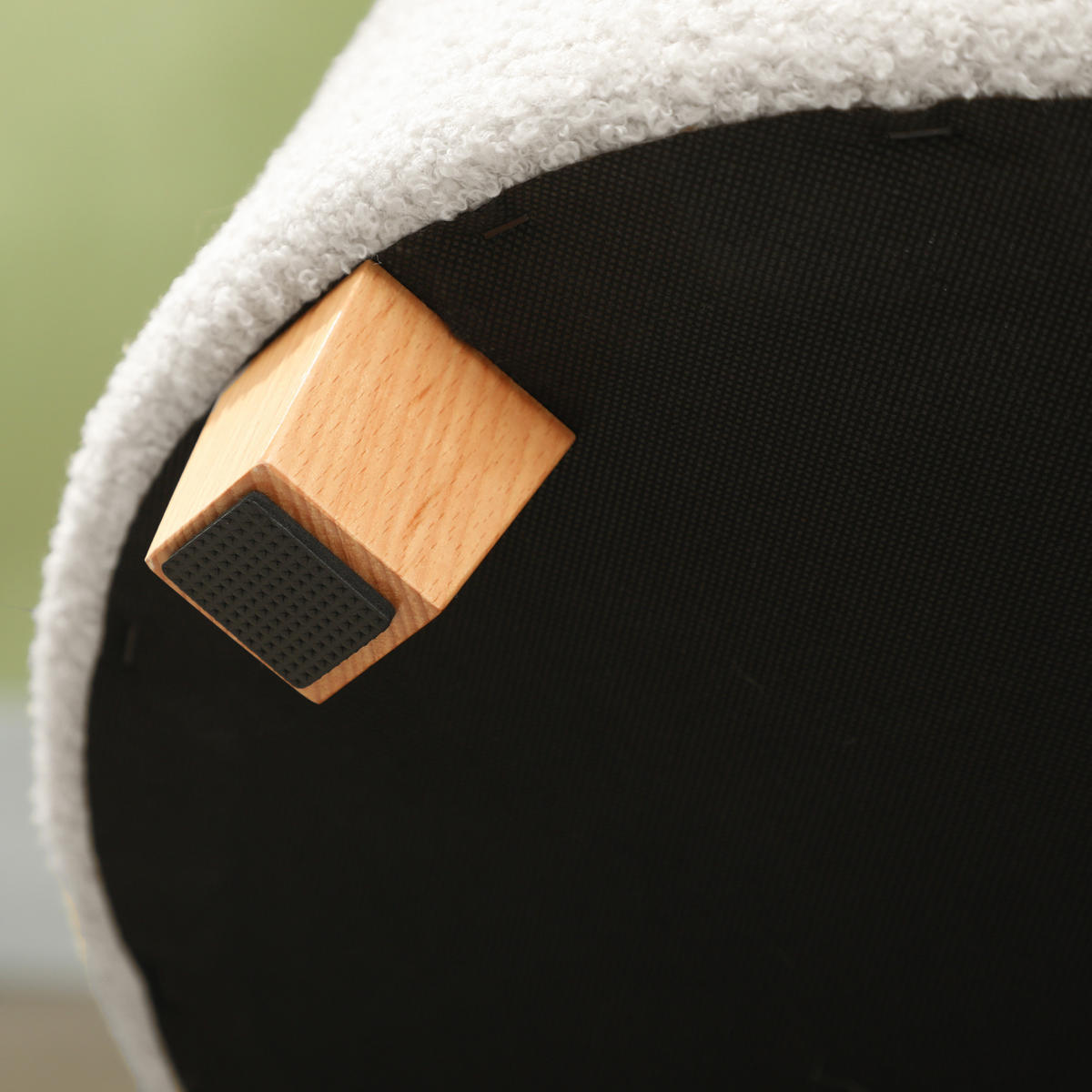 SITZHOCKER DE-07208 mit Stauraum, Deckel und Holzbeinen Weiß - Weiß, Textil (45/41/45cm) - ComfortXL