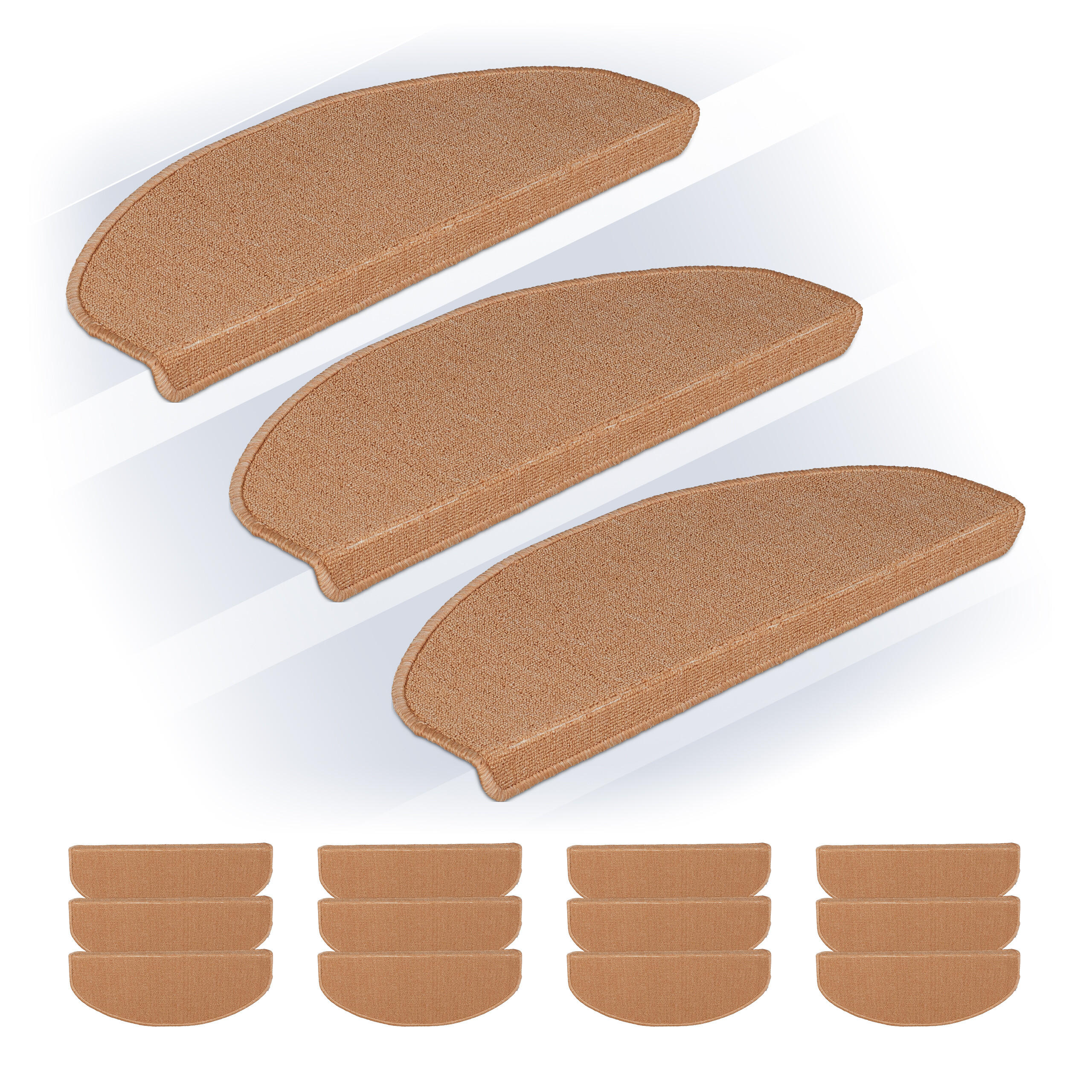 15XSTUFENMATTEN - Beige, Kunststoff (24/65/4cm) - Relaxdays