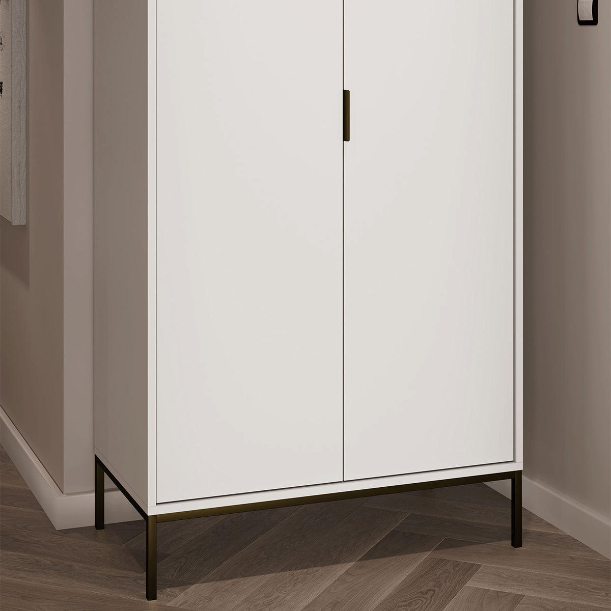 ORMAR ZA ODJEĆU 2 vrata Seattle Crno-bijelo - bijela, drvni materijal (100/205.4/55cm) - Petits-meubles