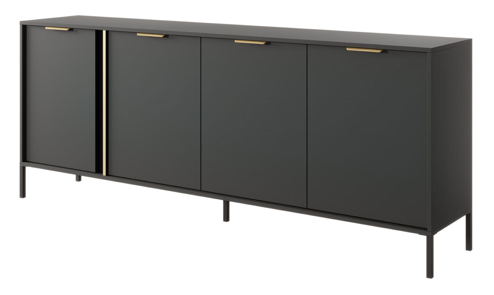 SIDEBOARD Lars anthrazit / gold 202,9 / 39,5 / 81,4 cm - Anthrazit/Grau, Holz/Holzwerkstoff (202.9/81.4/39.5cm) - Feldmann-Wohnen