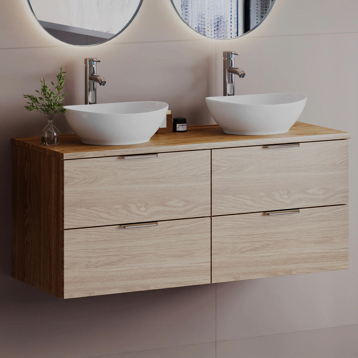 DOPPELWASCHTISCH 120.6cm Astrid Holz - Braun, Holzwerkstoff (120.6/52.2/46.5cm) - Petits-meubles