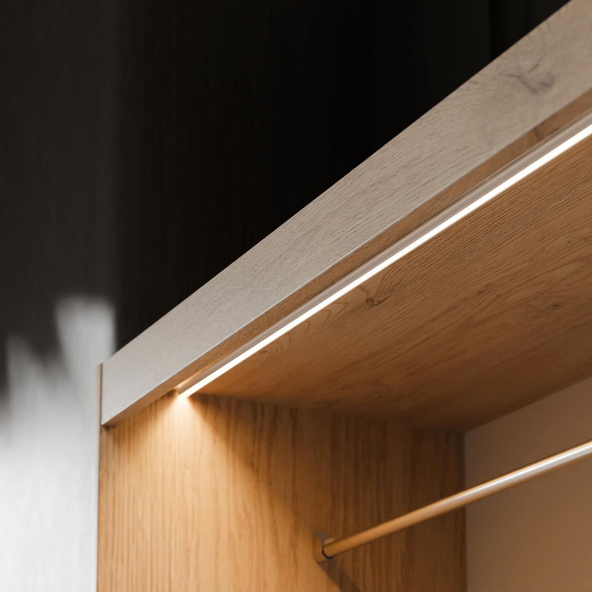 SILENTE 180 cm Schiebetürenschrank mit Einlegeböden und Kleiderstange - Braun, Holzwerkstoff (180/205/60cm) - Idohome