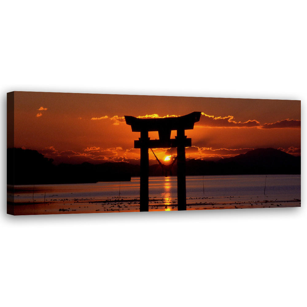 WANDBILD sonnenuntergang über dem torii tor - Orange, Textil (90/30cm) - Feeby