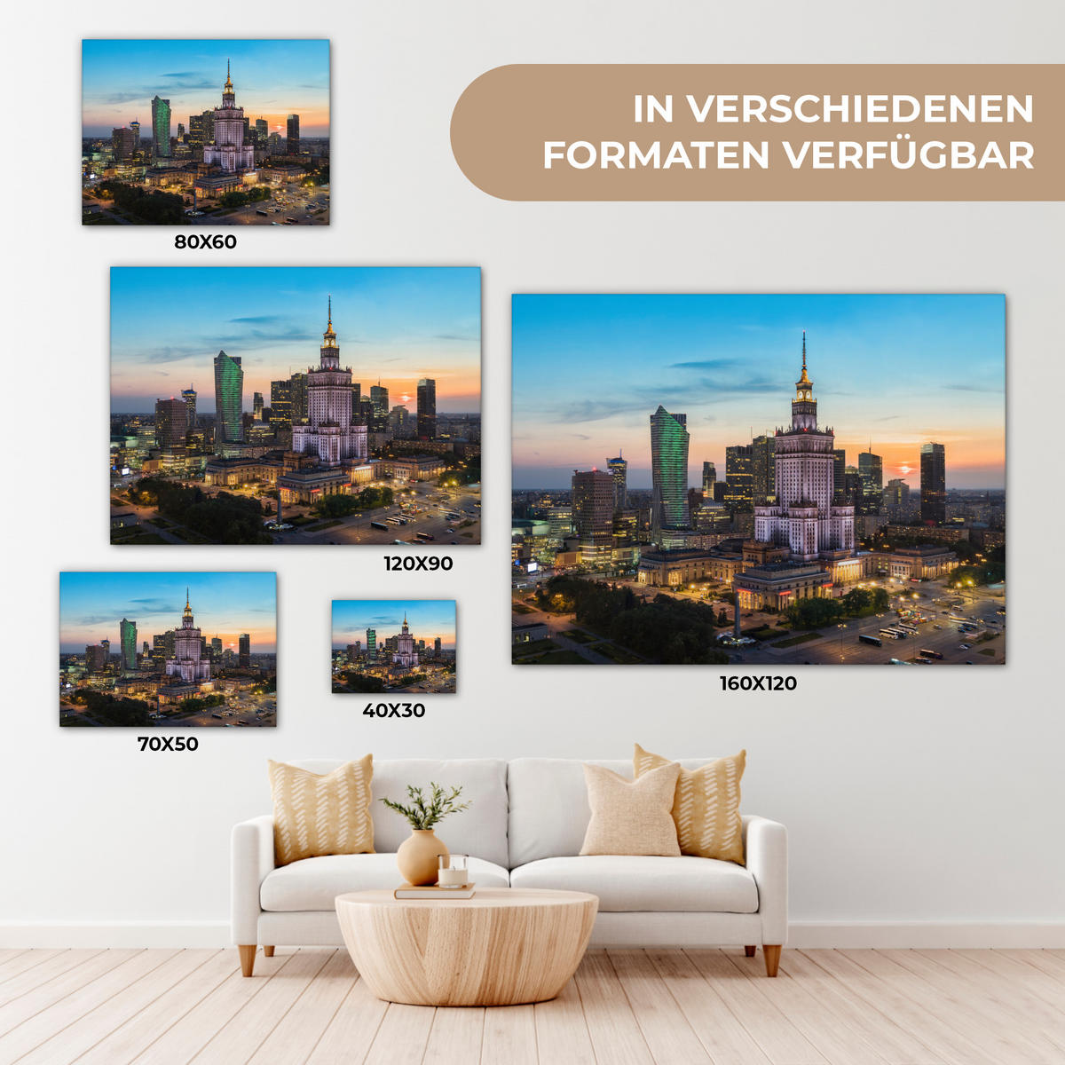 LEINWANDBILD Polen - Sonne - Warschau 40x30 cm - Blau, Textil (40/30cm) - MuchoWow