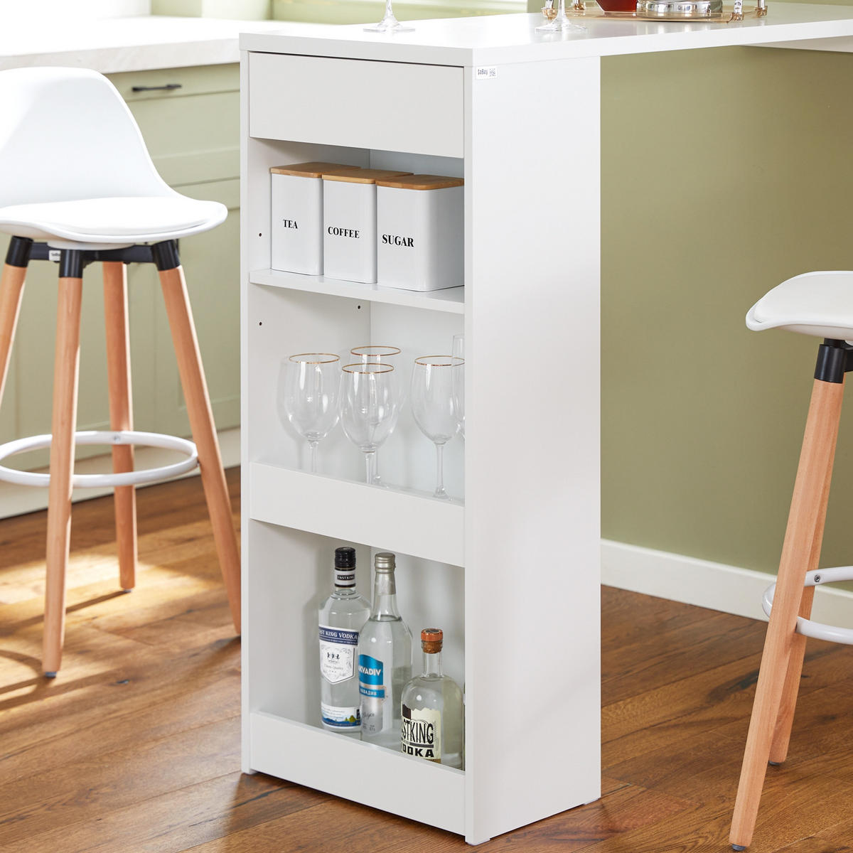BARTISCH Weiß - Weiß, Holzwerkstoff (110/106/45cm) - SoBuy