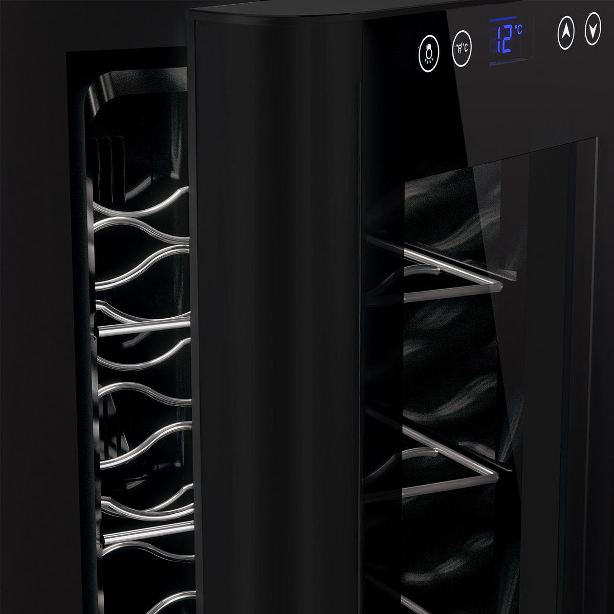 WEINKÜHLSCHRANK CAVSB8 Schwarz, für 8 Flaschen , Kapazität 23L - Schwarz, Metall (17.6/35.6/32cm) - Les Petits Champs