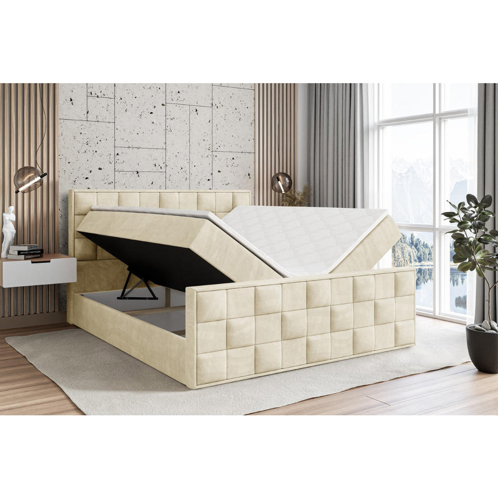 Thumbnail - Altdecor Boxbett, Beige, Holzwerkstoff, Höhe ca. 21 cm, 160x200 cm, Schlafzimmer, Betten, Boxspringbetten