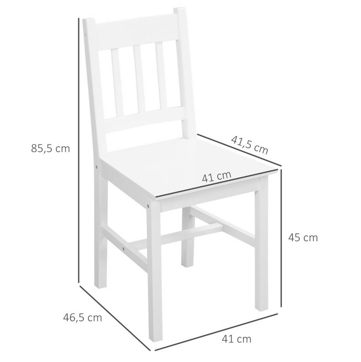 ESSZIMMERSTUHL 2er-Set 46,5 x 41 x 85,5 cm Massivholz Weiß - Weiß, Holz (46.5/85.5/41cm) - Meubliv