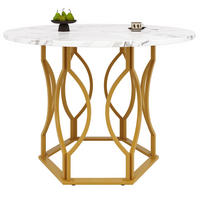 ESSTISCH 100x100x76 cm in Gold und Weiß aus MDF mit Metallbeinen als kompakter Tisch - Weiß, Holzwerkstoff (100/100/76cm) - Modfu