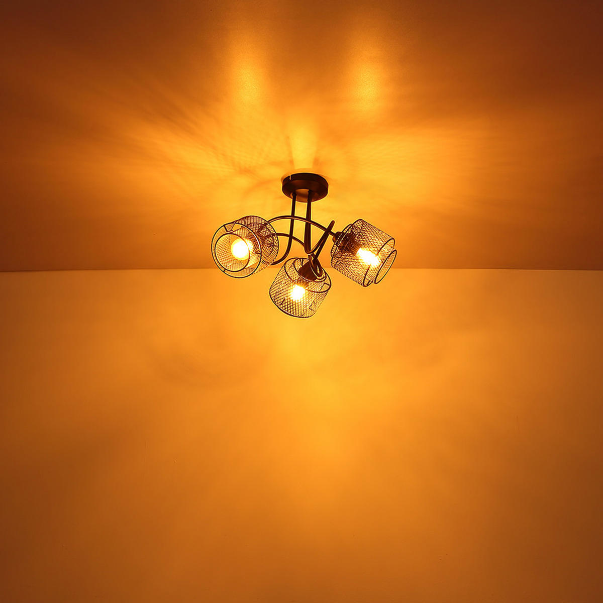 DECKENLEUCHTE Metall Gitteroptik Schwarz - Schwarz, Metall (46/46/27.5cm) - Globo Lighting