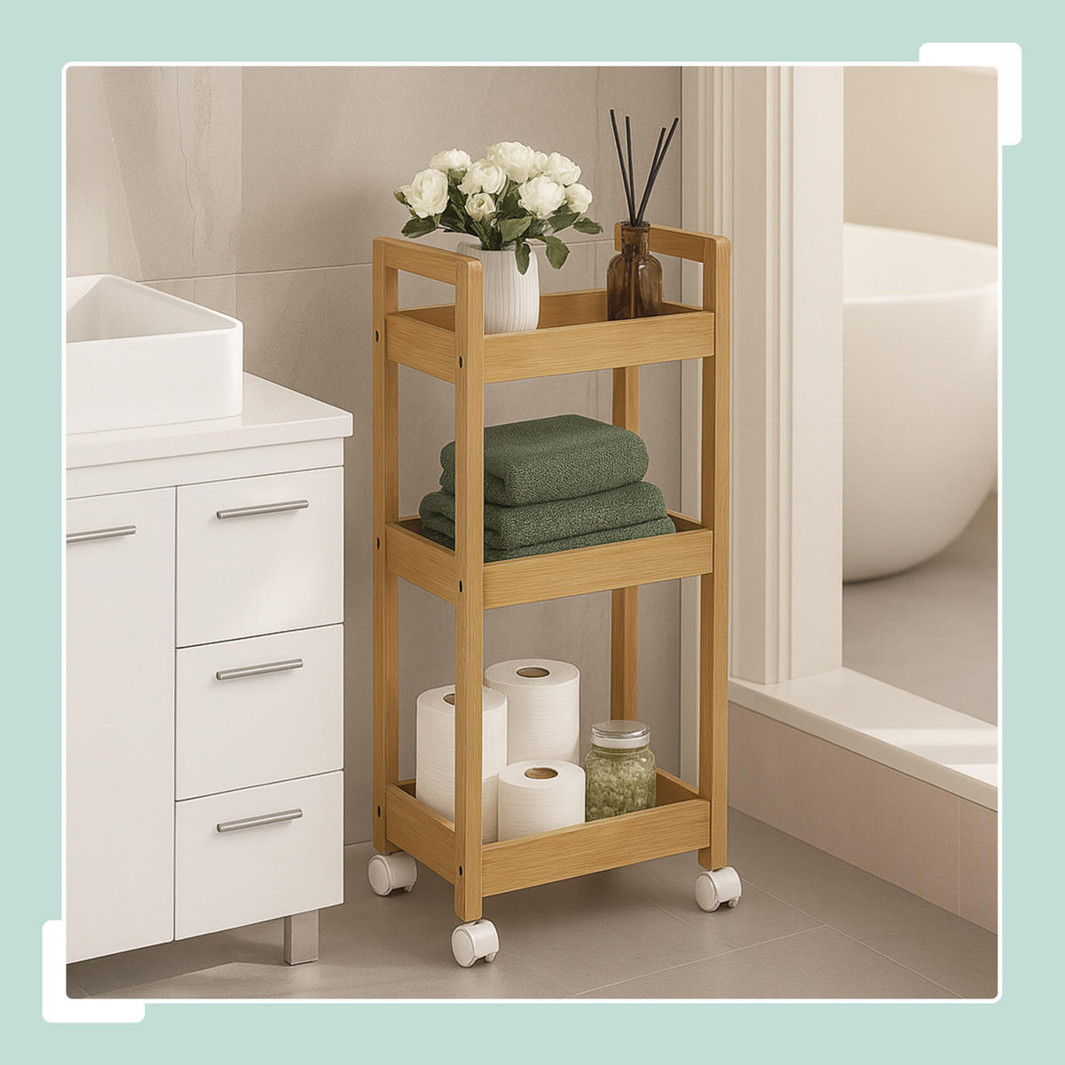 VOZIČEK - svetlo rjava, leseni material/les (30/80/20cm) - Relaxdays