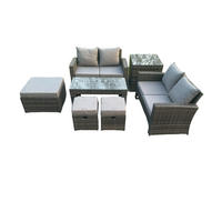 GARTENSOFA Hohe Rückenlehne Polyrattan Dunkelgrau 7-Sitzer - Dunkelgrau, Metall - Fimous