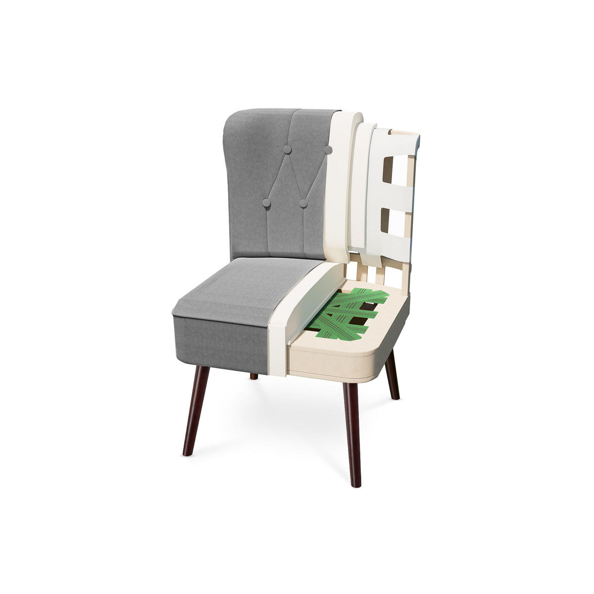 SESSEL 2er-Set Jacques gepolstert mit dunkelgrauem Stoff - Dunkelgrau/Dunkelbraun, Holz/Textil (56.5/73/62cm) - Sicaan