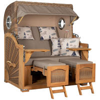 STRANDKORB XXL Düne Grande Teak Banana - Braun, Metall (142/170/95cm) - Mr. Deko