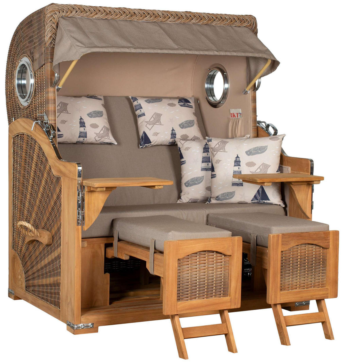 STRANDKORB XXL Düne Grande Teak Banana - Braun, Metall (142/170/95cm) - Mr. Deko