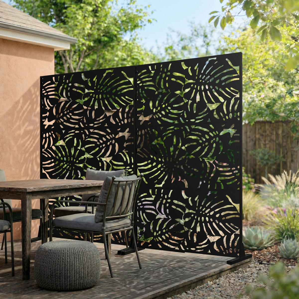 METALL-SICHTSCHUTZ Roma 120x180 cm Schwarz aus Stahl - Schwarz, Metall (120/183cm) - ML-DESIGN