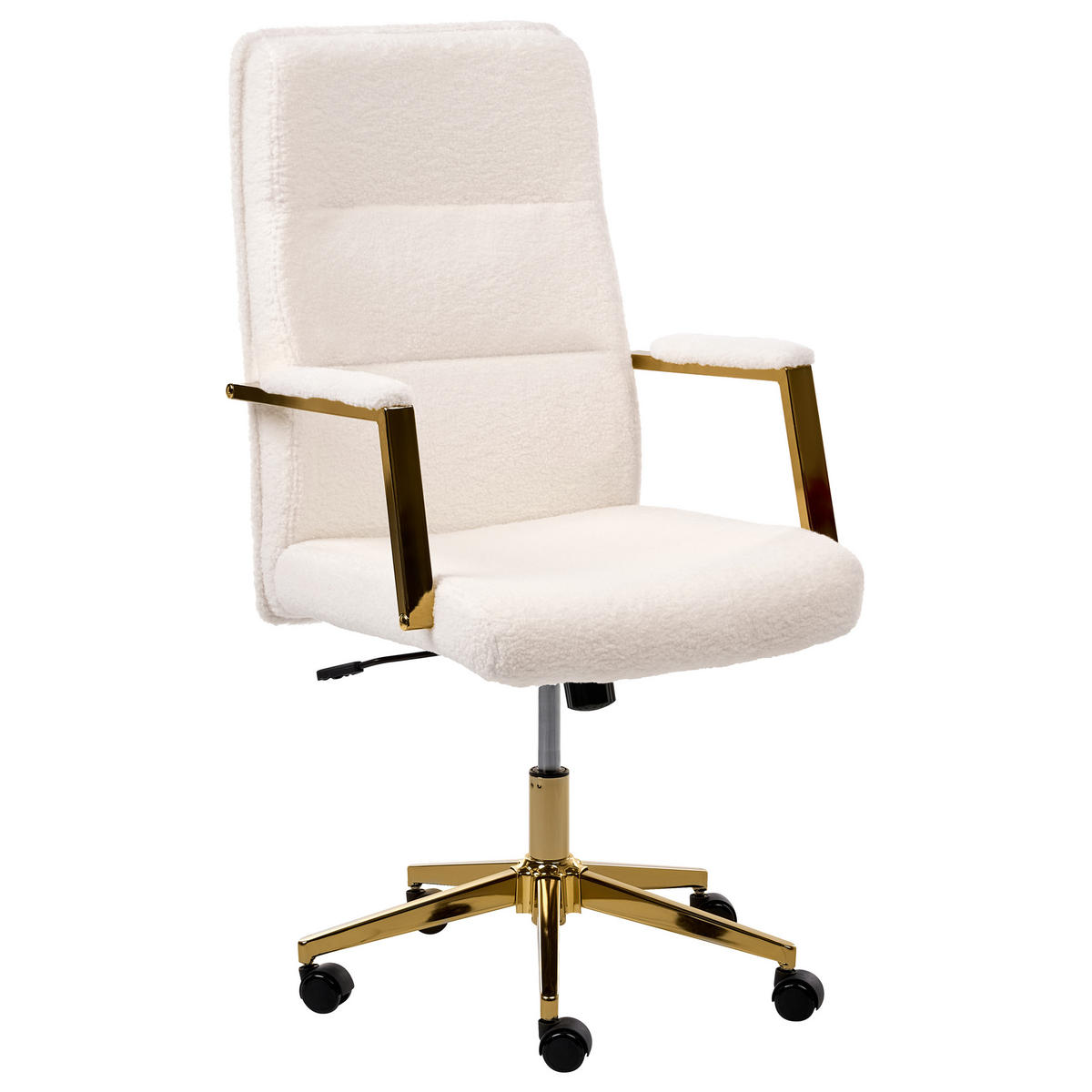CHEFSESSEL Bouclé Cremeweiß Demure - Weiß, Textil (60/106/60cm) - Beliani