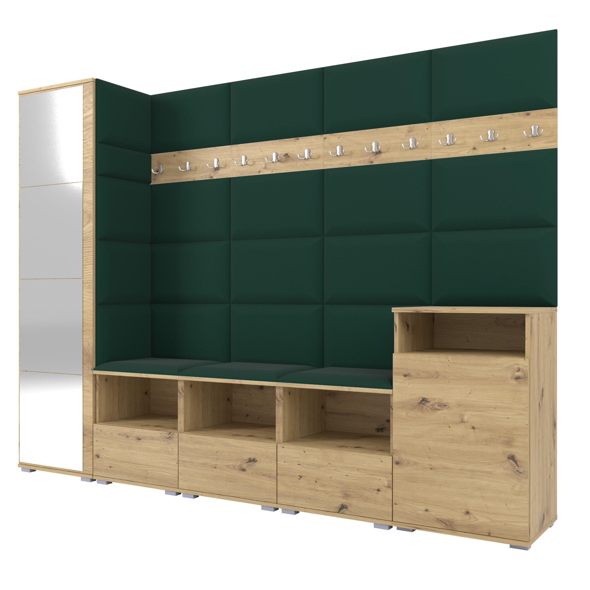 Ravio Garderobe Eiche Artisan, Dunkelgrün 250x187x40 cm