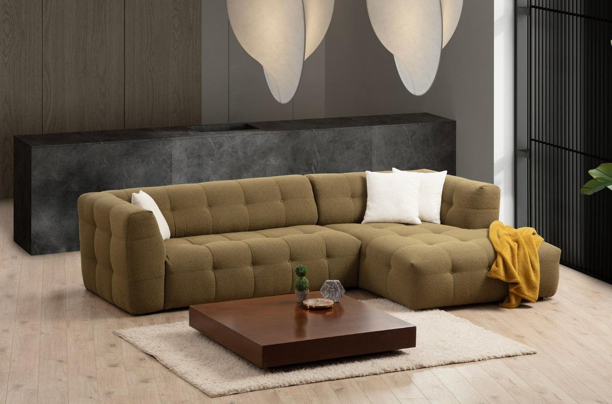 ECKSOFA modernes Design - Schwarz/Grün, Holz/Kunststoff (150/300cm) - myHomelando
