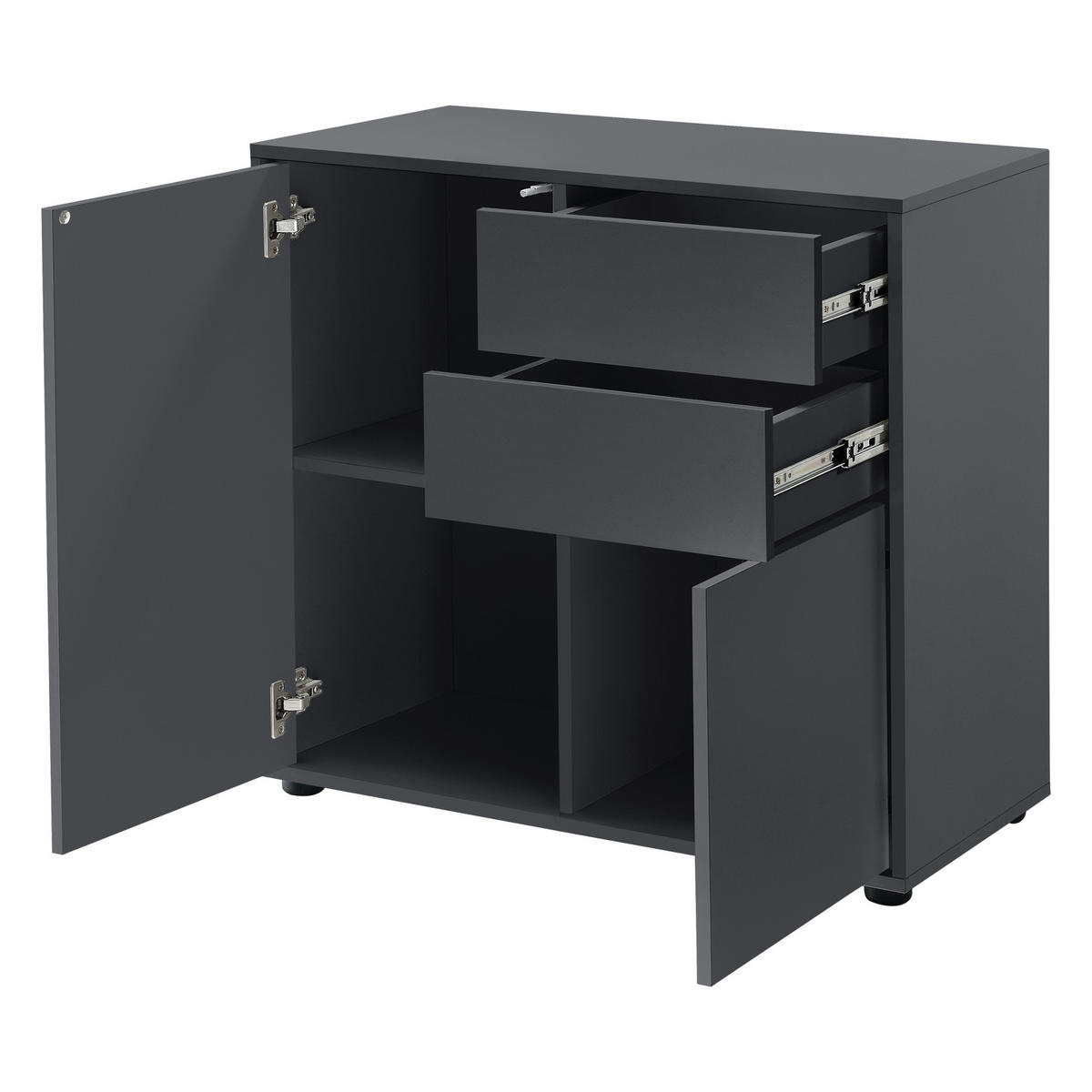 KOMMODE Paarl 2-türig - Dunkelgrau, Holzwerkstoff (79/74/36cm) - [en.casa]