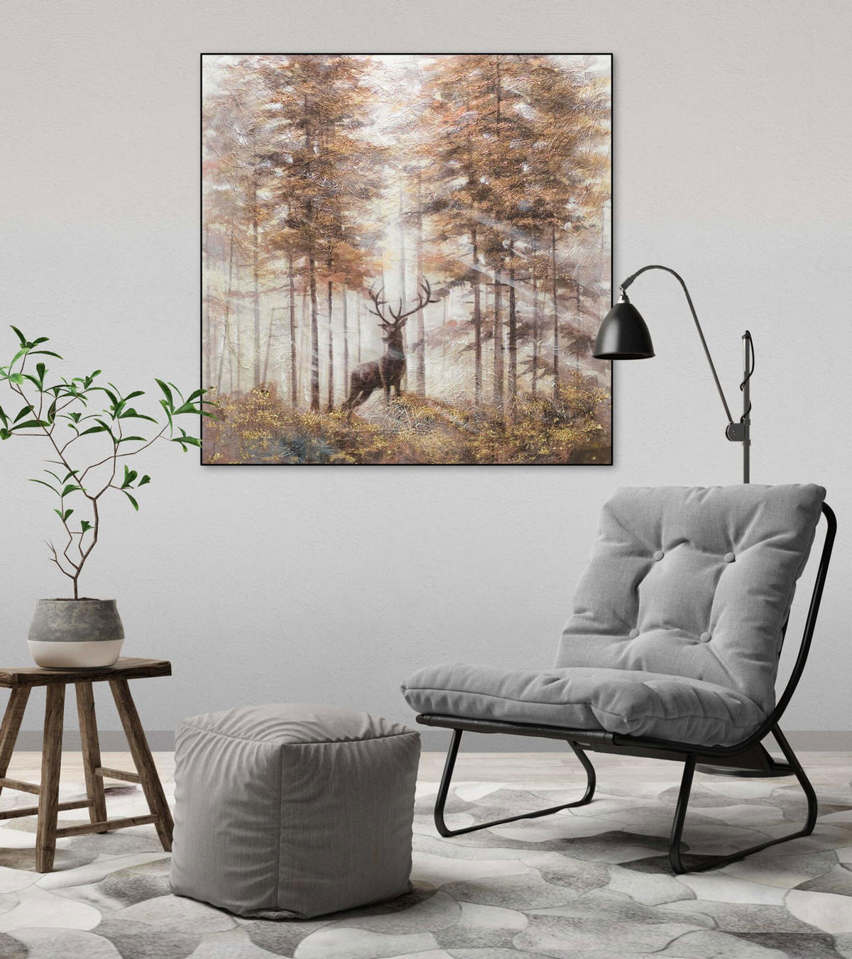 ACRYLBILD HANDGEMALT 80/80 cm - Beige/Braun, Holz/Textil (80/80cm) - KUNSTLOFT