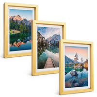 BILDER SET 3er Set - 20x30 cm Goldrahmen - Spiegelung des Waldes in Bergseen - Goldfarben, Kunststoff (20/30cm) - TULUP