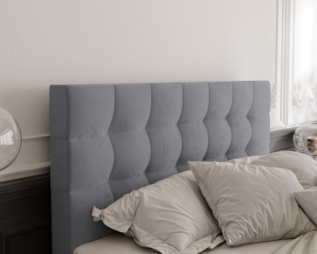 BOXBETT GRAND 180/200 cm, in Hellgrau, mit Matratze und Topper - Hellgrau, Holzwerkstoff/Textil (180/200cm) - Idohome