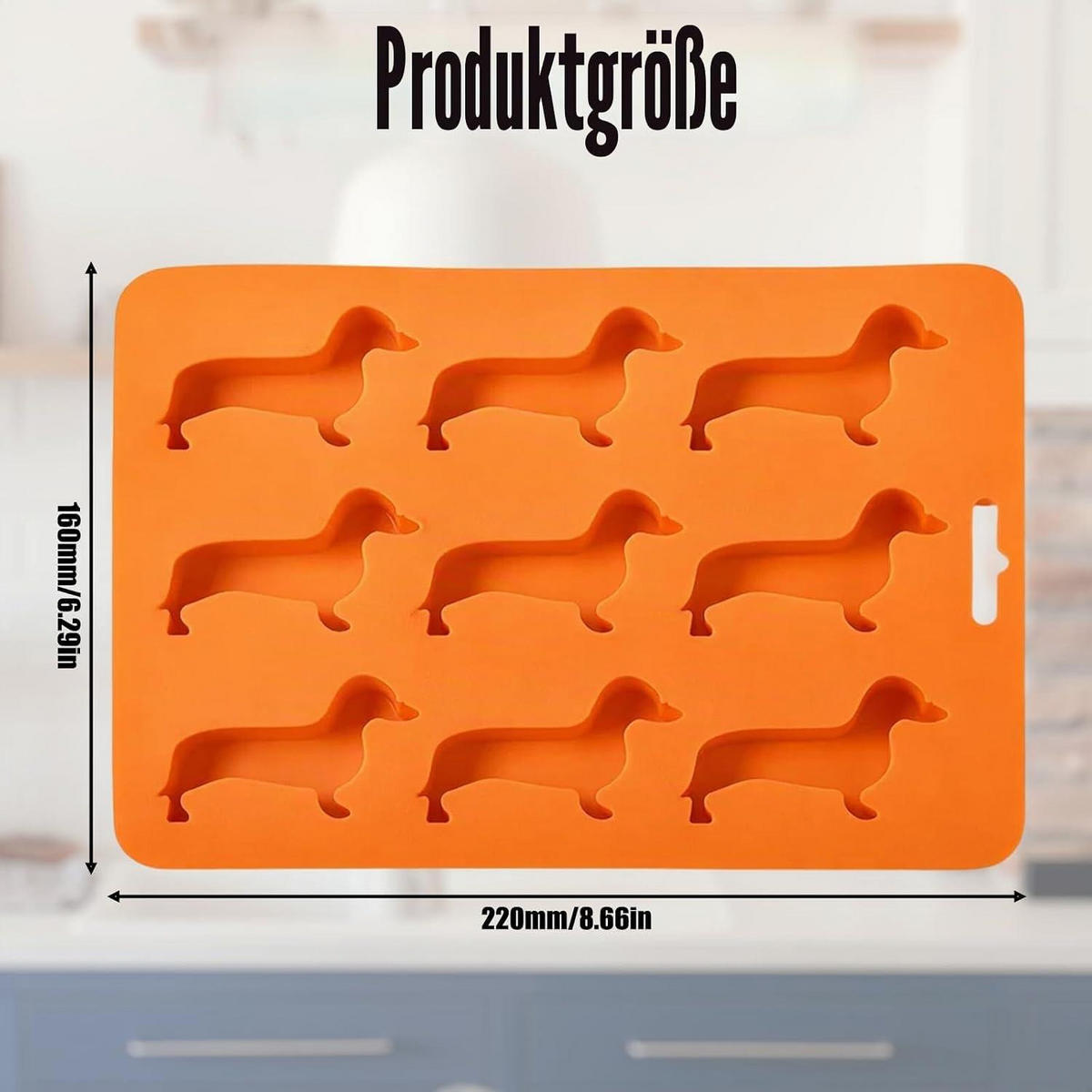 EISWÜRFELFORM Dackel Silikon Orange - Orange, Kunststoff (1/1/1cm)
