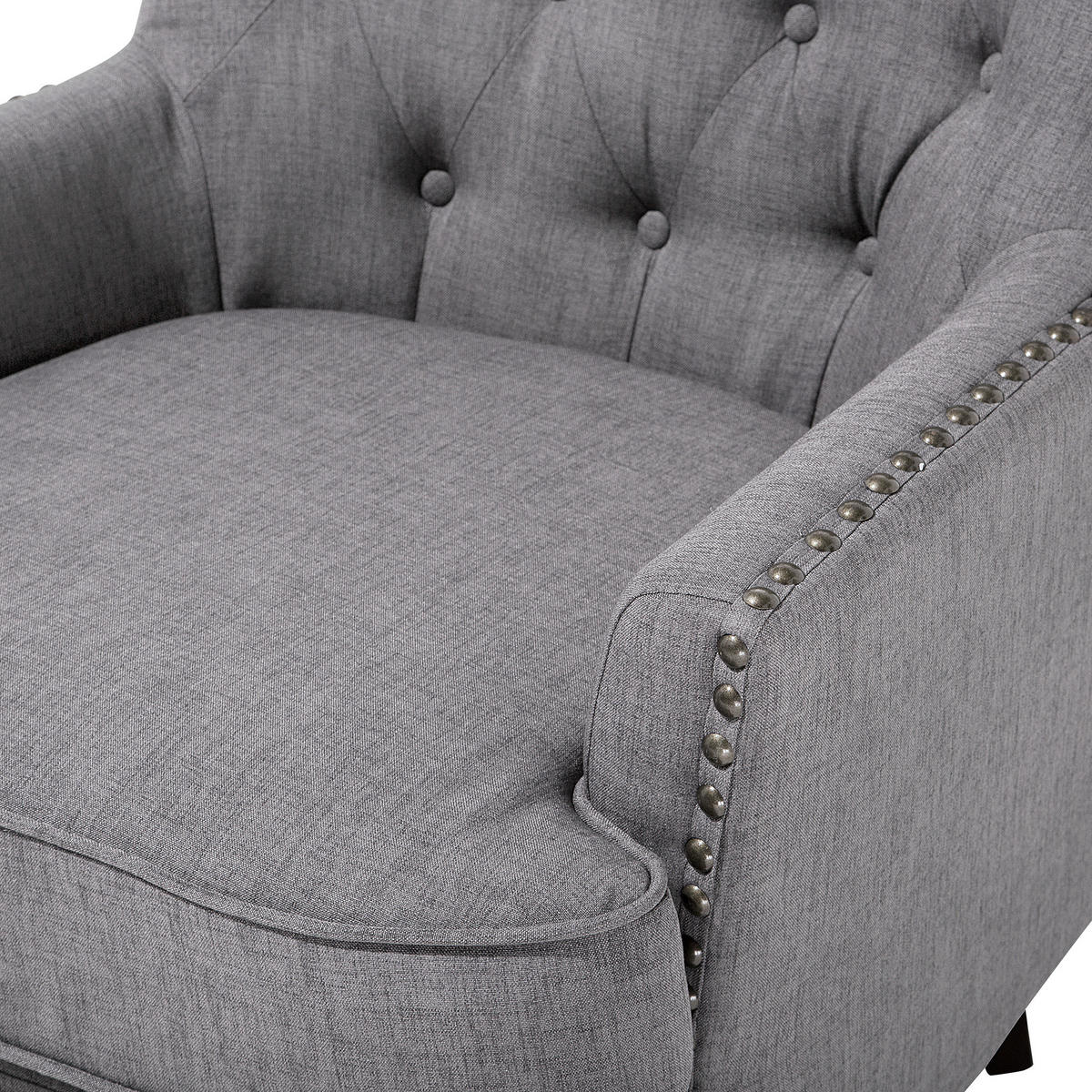 SESSEL Polsterbezug hellgrau Viborg - Dunkelbraun/Grau, Textil (75/93/57cm) - Beliani