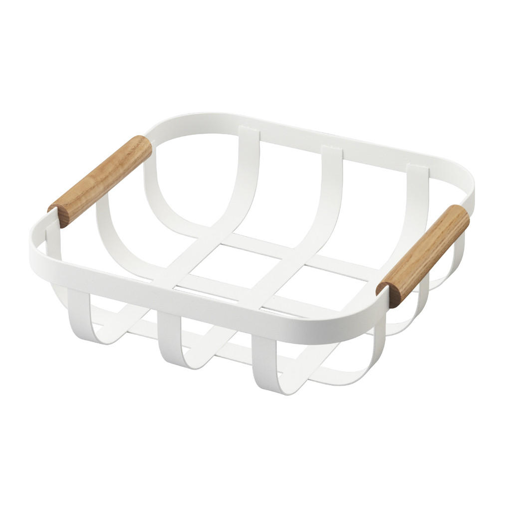 OBSTKORB 2975 Weiß Metall mit Buchenholzgriff 6 x 23,5 x 22 cm - Weiß, Metall (6cm) - Yamazaki